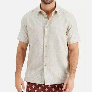 Tasso Elba Mens Engineered Men's Engineered Hem Print Short Sleeve Shirt XL